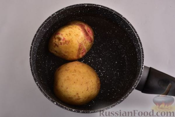 Картофельные лодочки, фаршированные омлетом с ветчиной и сладким перцем